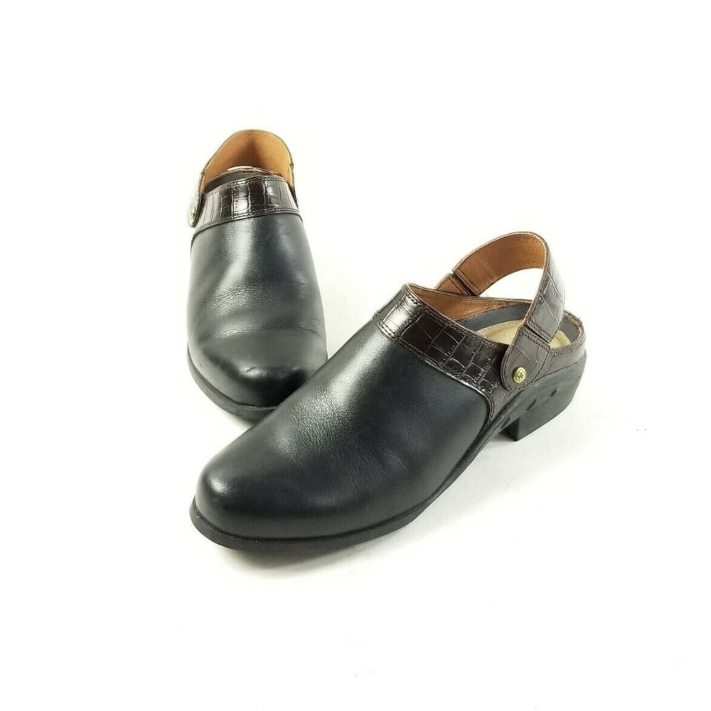 ARIAT BLACK / BROWN LEATHER SPORT MULES SZ 7B